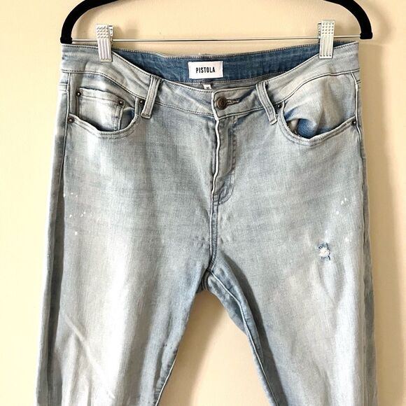 Pistola Arielle Skinny Paint Splatter Distressed Frayed Hem Jean size 12 - Picture 7 of 8